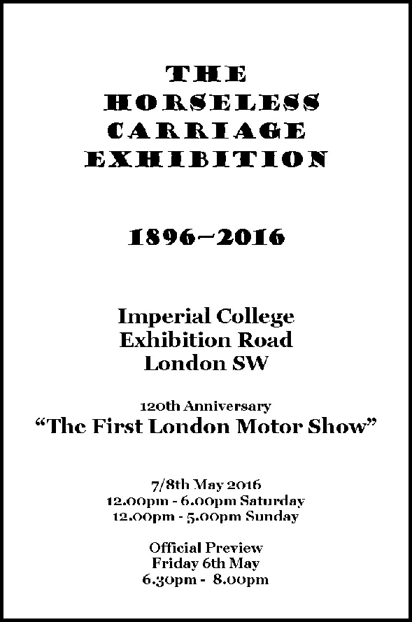 Imperial Institute - First London Motor Show - 2016 - Information